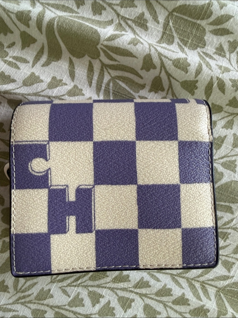 Coach Checkerboard Small Wallet in Purple and Cream - Picture 4 of 8